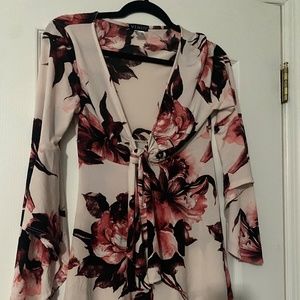 Venus floral tunic top with bell sleeves